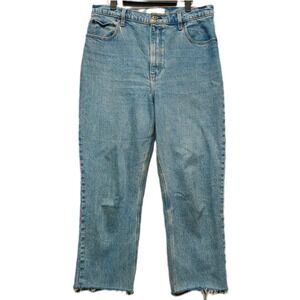 Abercrombie Fitch 90s Straight Ultra High Rise Jeans Womens 31 12 Distressed Hem